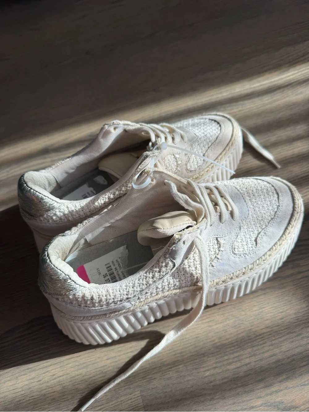 Dolce Vita Cream Knit Platform Sneakers